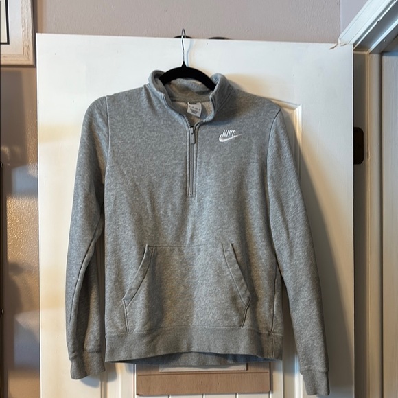 Nike Gray Zip Up Sweater with Ribbed Cuffs - Picture 1 of 4